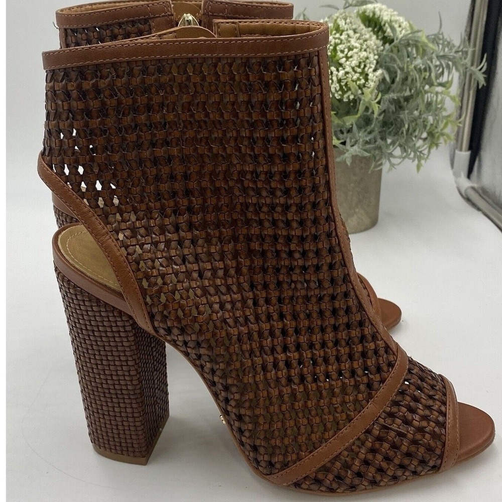 Schutz Anacris Women's Saddle‎ Casual Peep Toe Woven Bootie - Size 9B